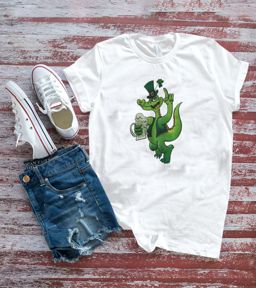 Dinosaurs Patricks Green Beer Hat Clover T-Shirt