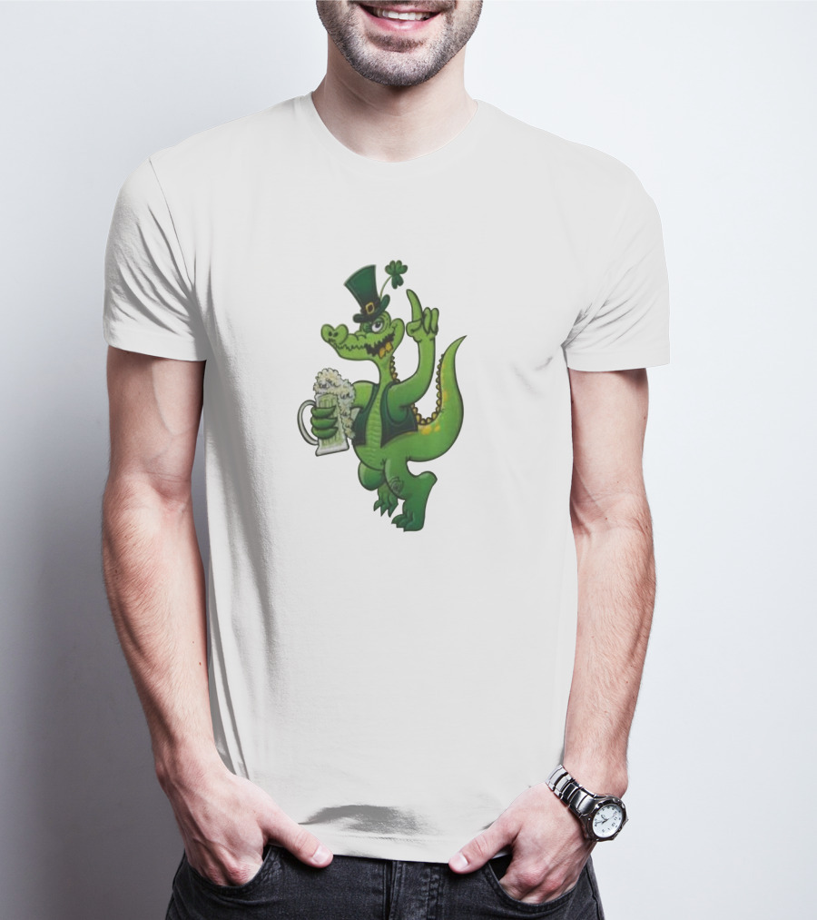Dinosaurs Patricks Green Beer Hat Clover T-Shirt