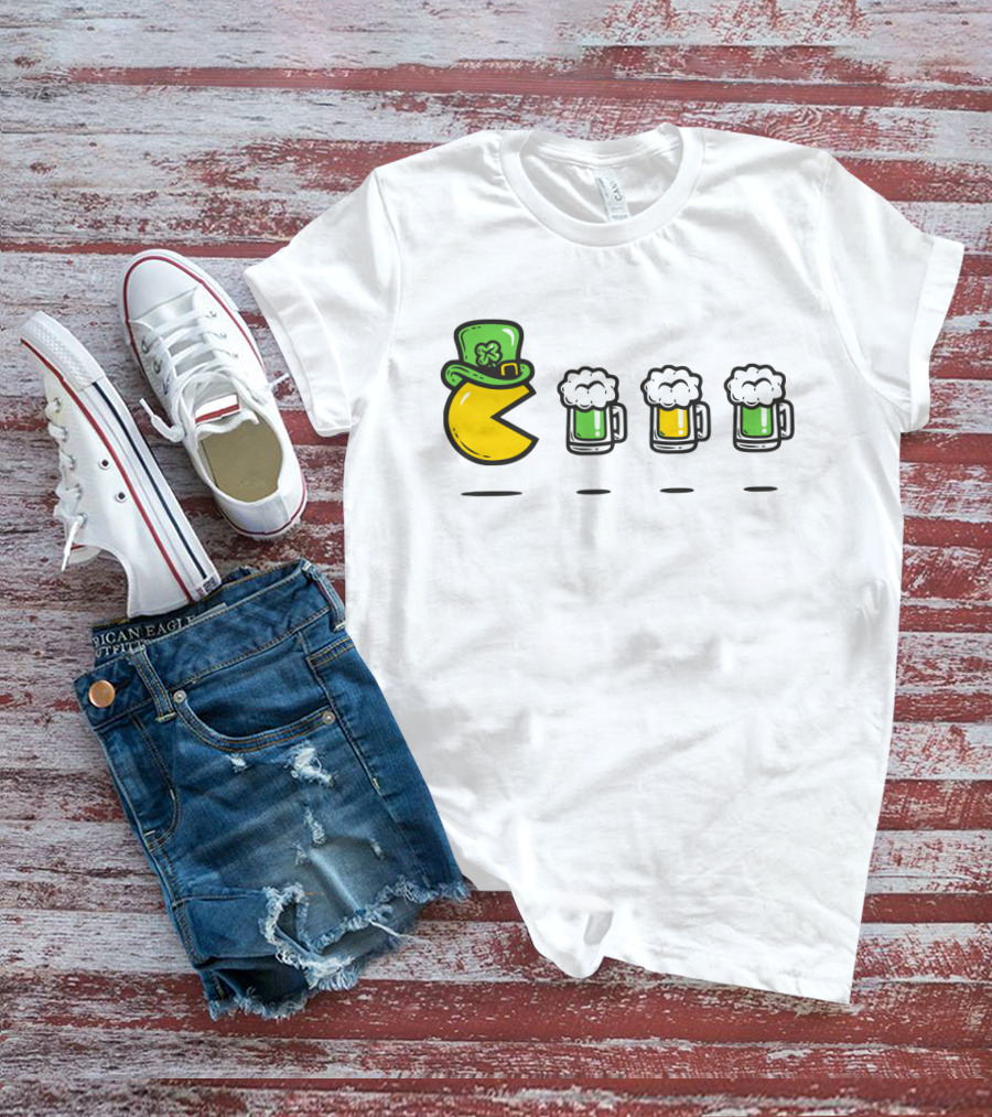 Pacman St. Patrick's Day Beer Mugs Hat T-Shirt