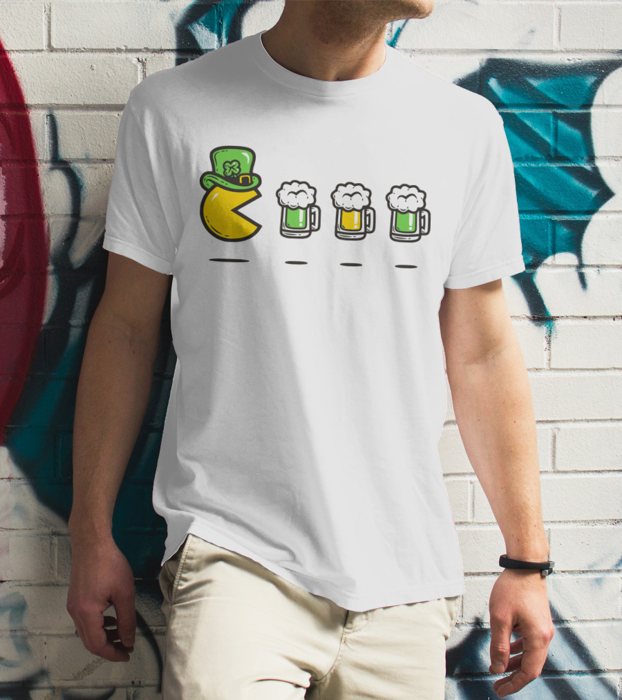 Pacman St. Patrick's Day Beer Mugs Hat T-Shirt