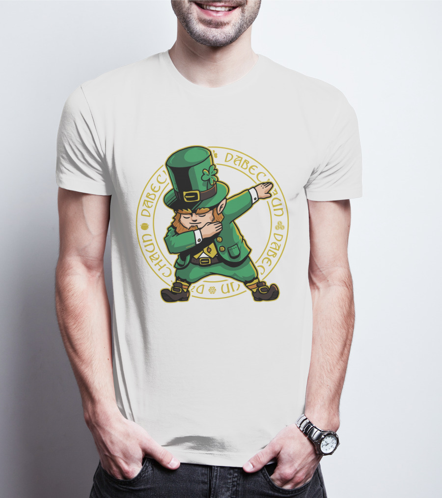 St Patrick's Day Dabbing Leprechaun With Shamrock Hat T-Shirt