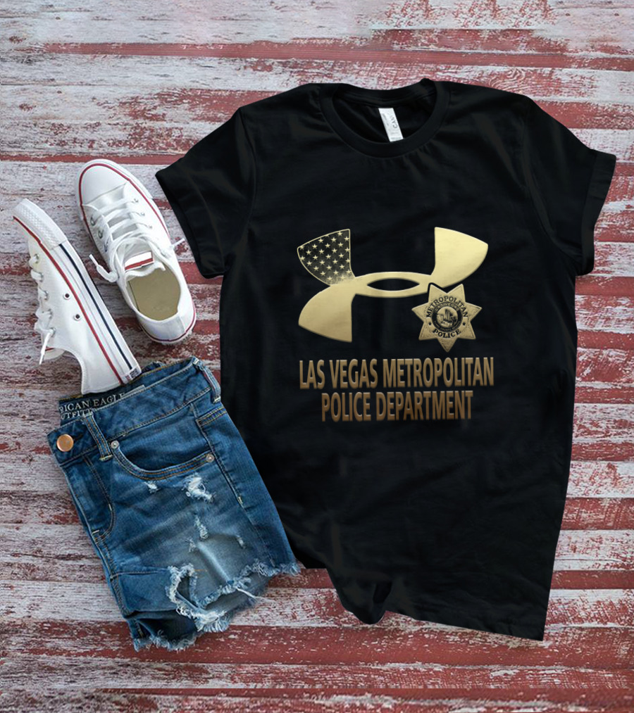 Las Vegas Metropolitan Police Department Under Armour Badge American Flag T-Shirt