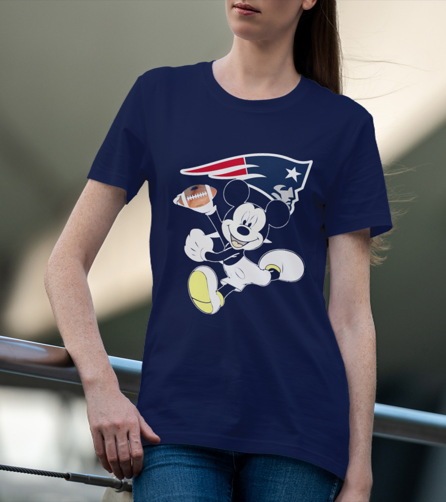 Mickey Patriots Football Fan Crossover With Iconic New England T-Shirt