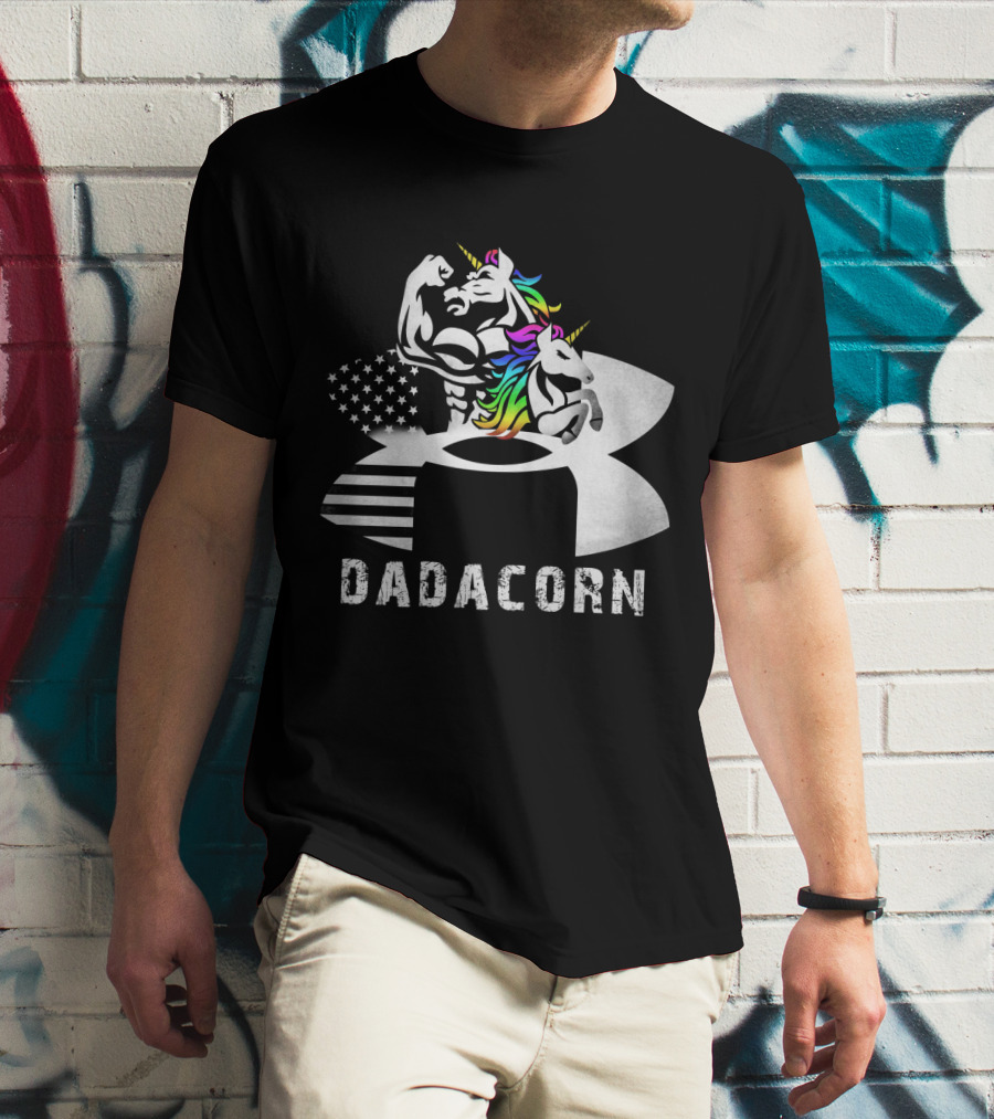 Dadacorn Unicorn Dad Flag Bald Eagle T-Shirt