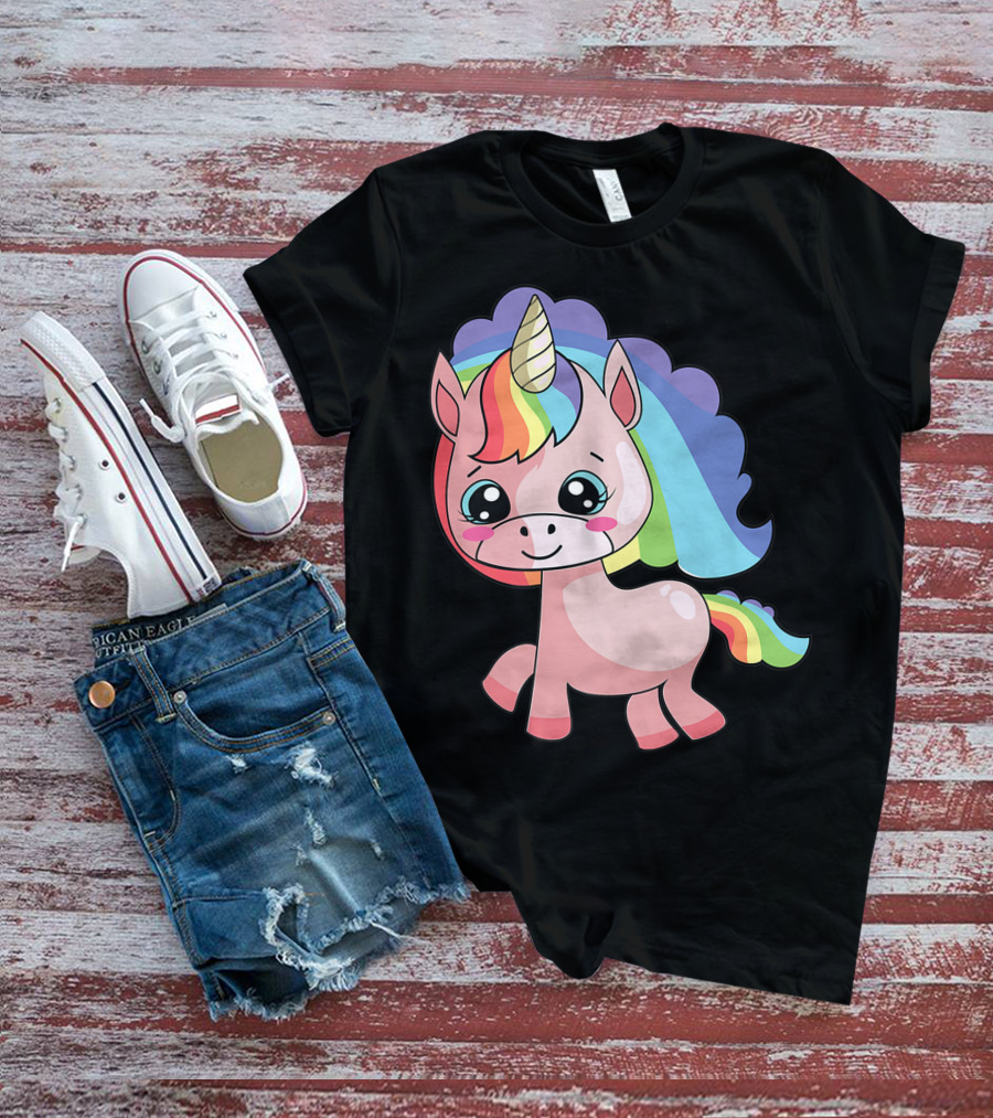 Cute Rainbow Unicorn For Unicorn Lover T-Shirt