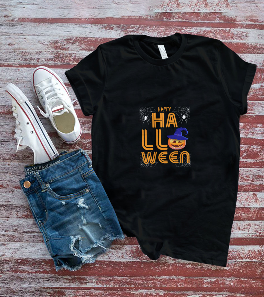 Happy Halloween Pumpkin Spider Webs T-Shirt