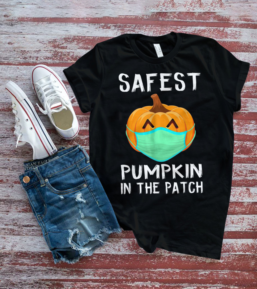 Safest Pumpkin In The Patch Halloween Costume With Face Mask T-Shirt