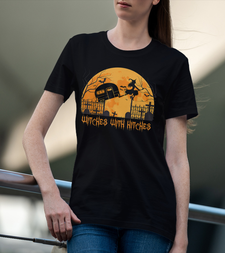 Halloween Spooky Witches With Hitches Camping Scene T-Shirt