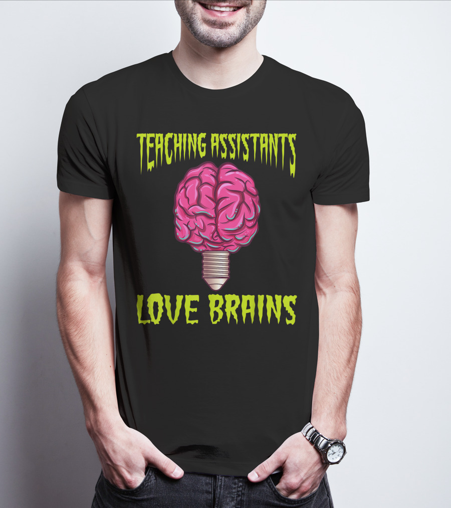 Teaching Assistants Love Brains Halloween Light Bulb T-Shirt