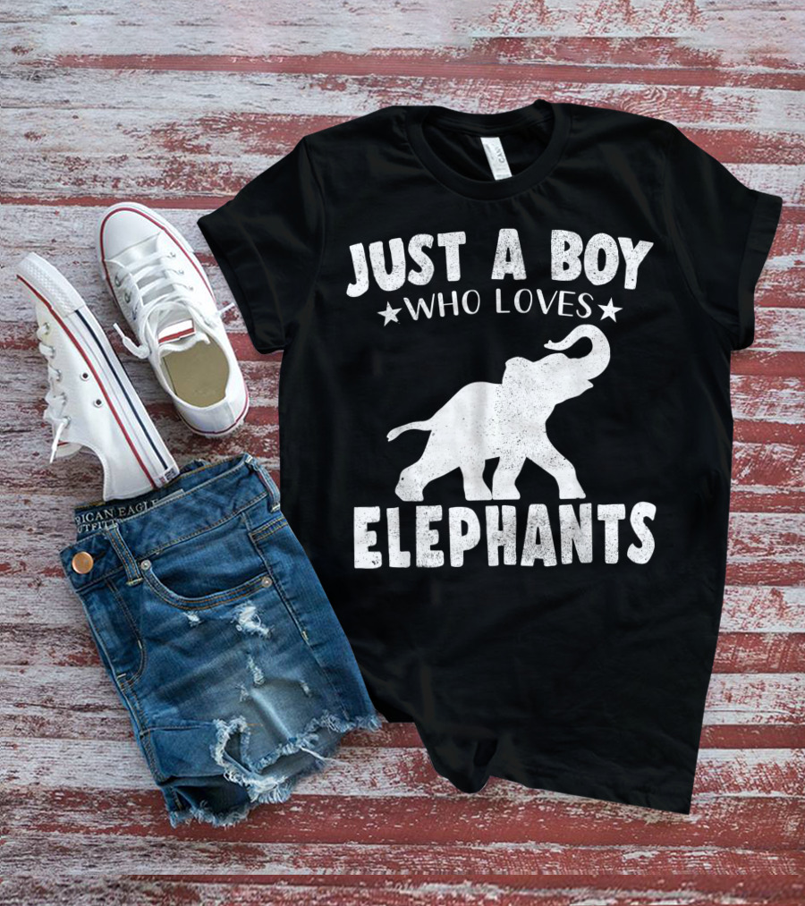 Just A Boy Who Loves Elephants Cool Animals Lover Basic T-Shirt