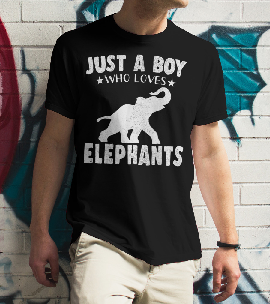 Just A Boy Who Loves Elephants Cool Animals Lover Basic T-Shirt