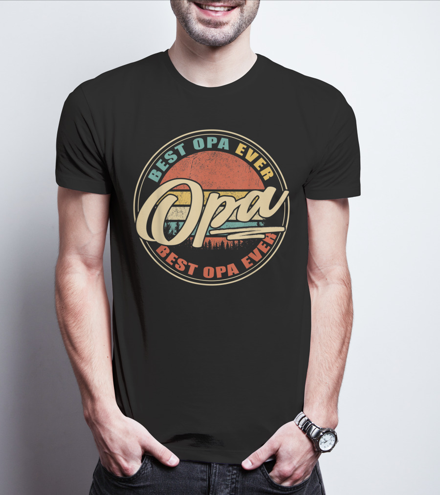 Best Opa Ever Vintage Sunset Forest T-Shirt