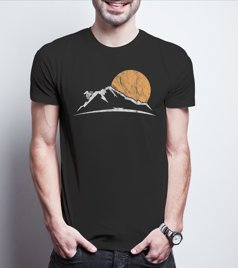 Mountain Bike MTB Downhill Biking Cycling With Sun And Mountain T-Shirt