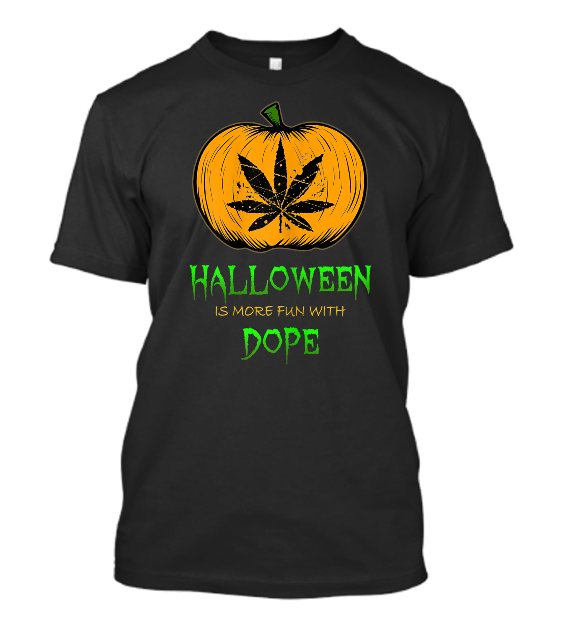 Halloween Is More Fun With Dope Pumpkin Leaf T-Shirt