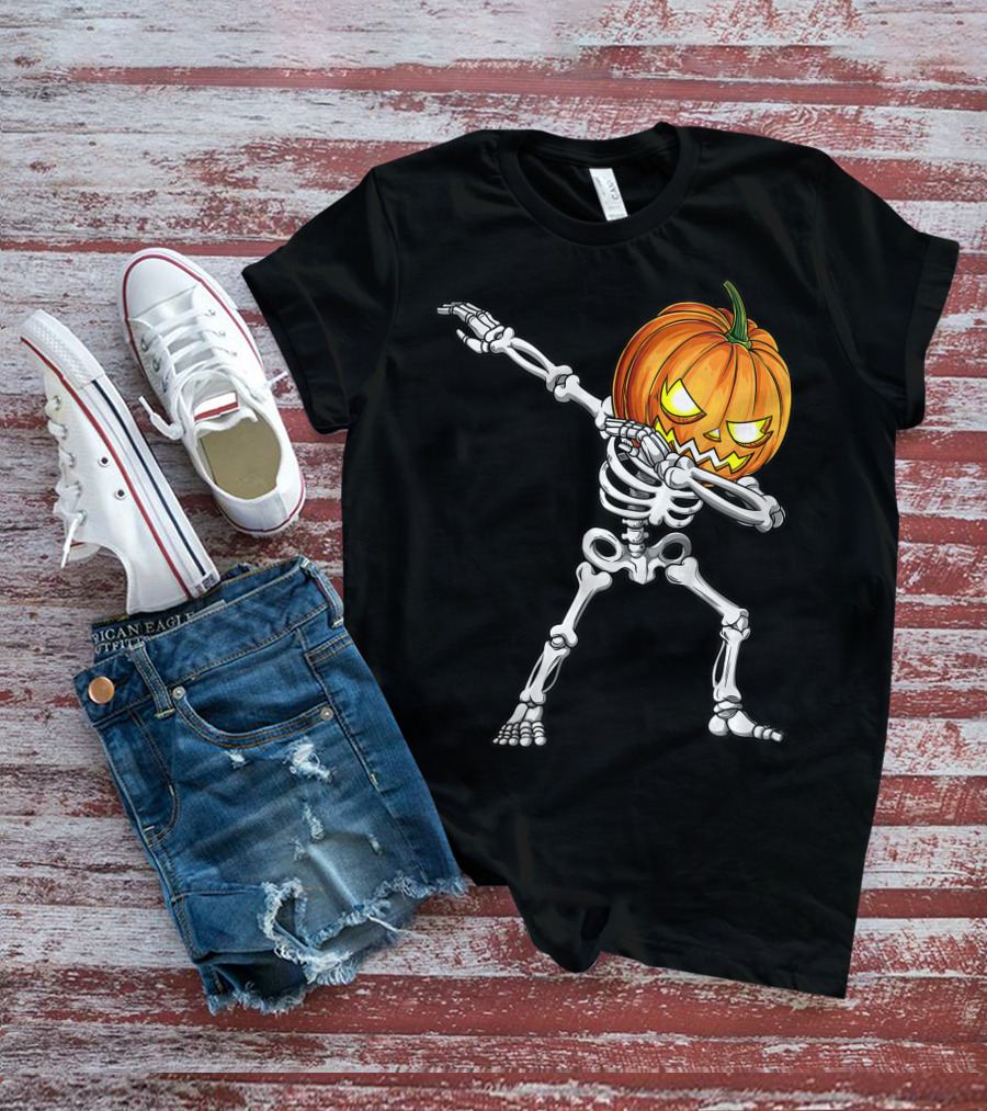 Dabbing Skeleton Pumpkin Halloween Best T-Shirt