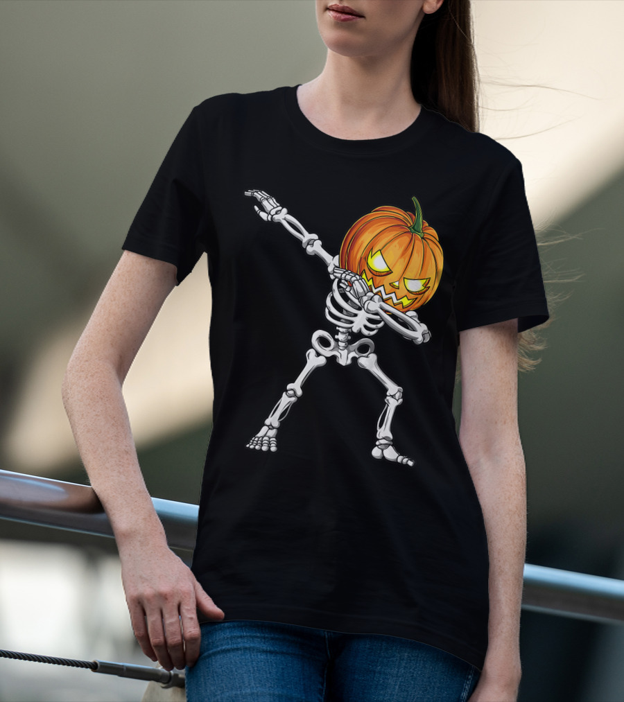 Dabbing Skeleton Pumpkin Halloween Best T-Shirt