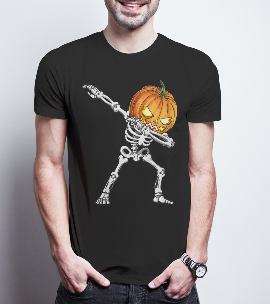 Dabbing Skeleton Pumpkin Halloween Best T-Shirt