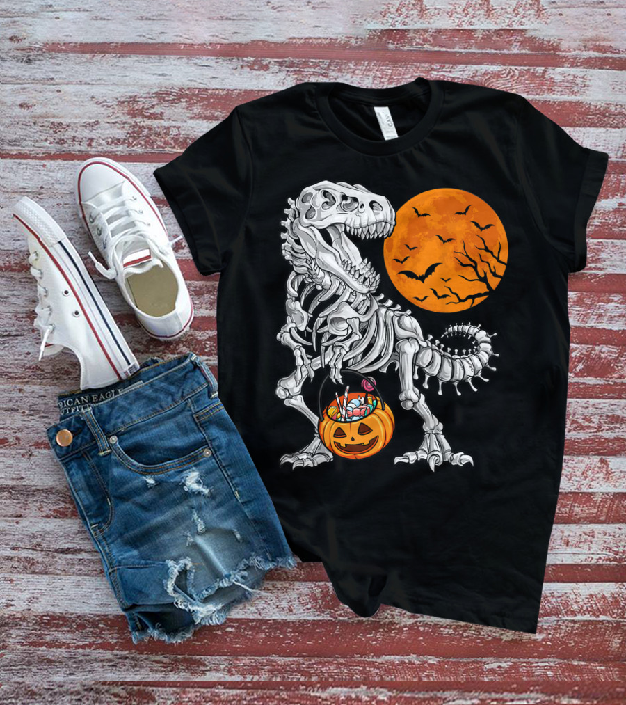 Dinosaur Skeleton Rex Scary Halloween T-Shirt
