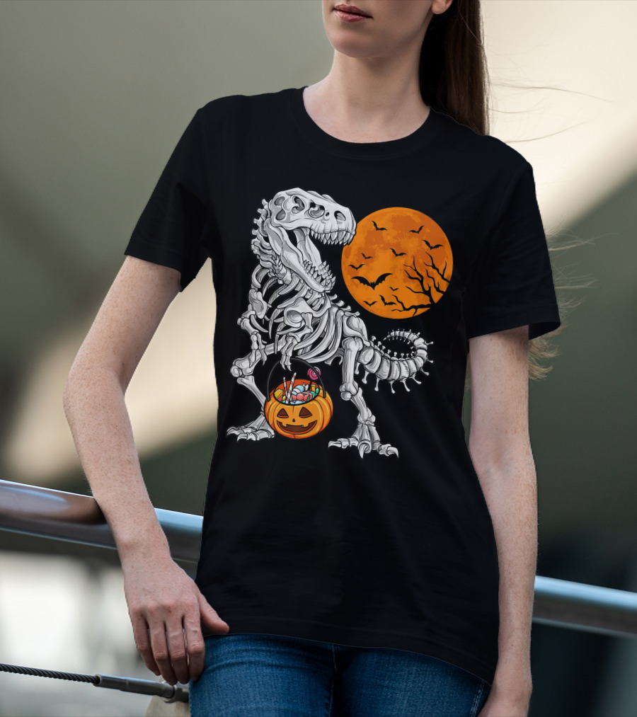 Dinosaur Skeleton Rex Scary Halloween T-Shirt