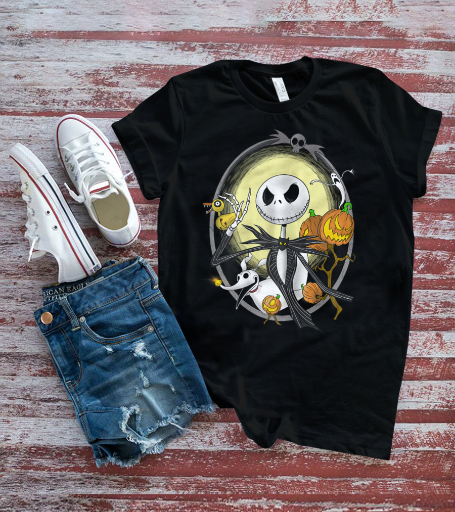 Jack Skellington Halloween Best With Zero And Pumpkins T-Shirt