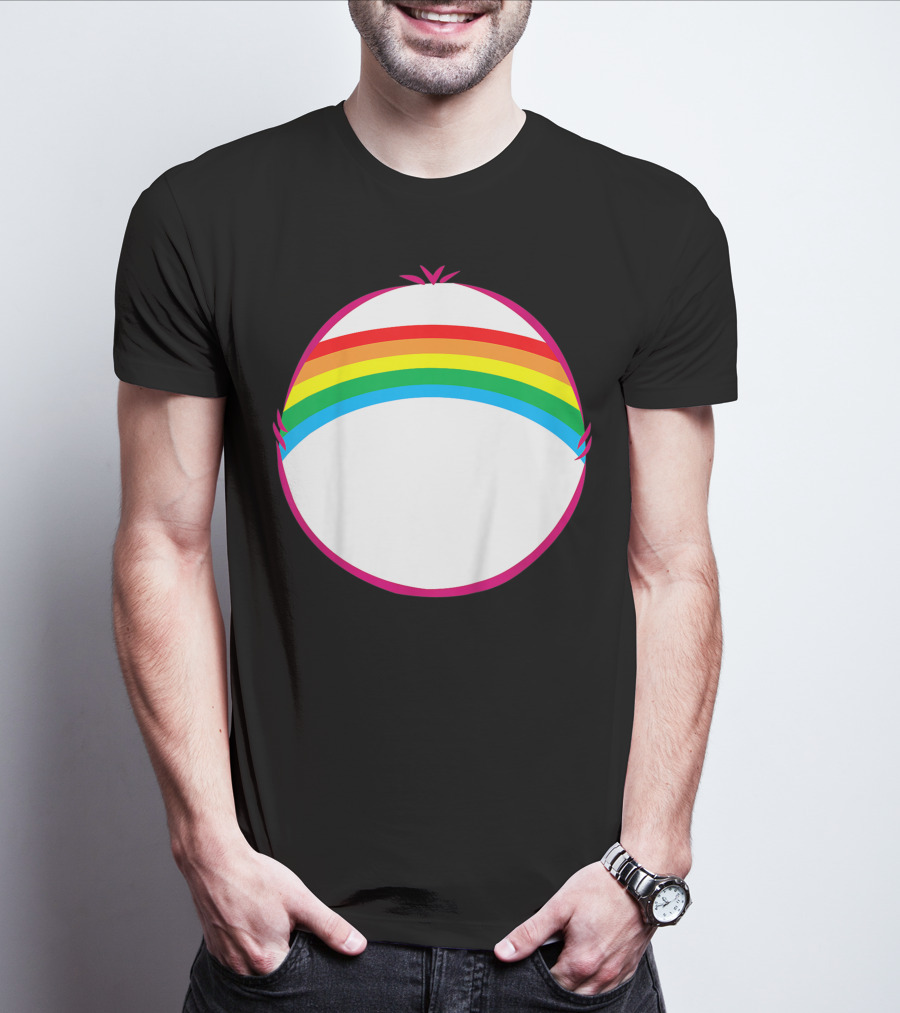 Adult Bear Cheer Rainbow Classic Icon Rainbow Arch T-Shirt