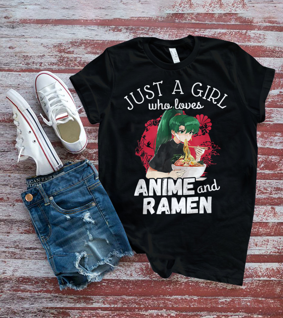 Just A Girl Who Loves Anime And Ramen Manga Aesthetic Japan Style Kawaii T-Shirt