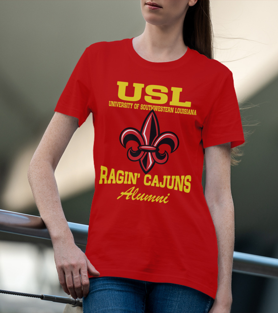USL University Of Southwestern Louisiana Ragin' Cajuns Alumni Fleur-de-Lis T-Shirt