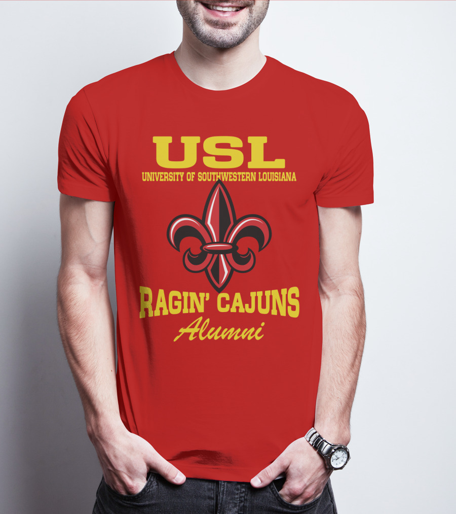 USL University Of Southwestern Louisiana Ragin' Cajuns Alumni Fleur-de-Lis T-Shirt