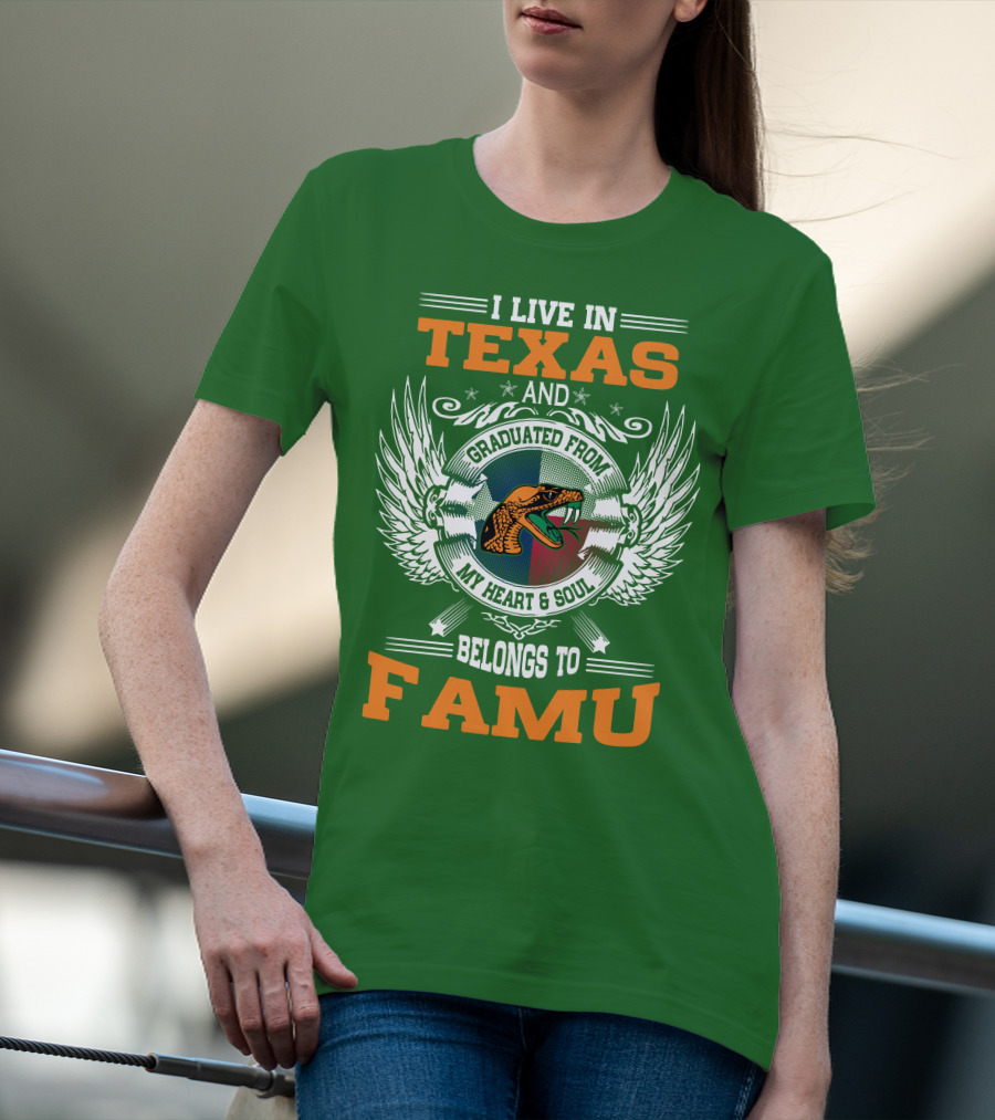 I Live In Texas And Graduated From My Heart And Soul Belongs To FAMU T-Shirt