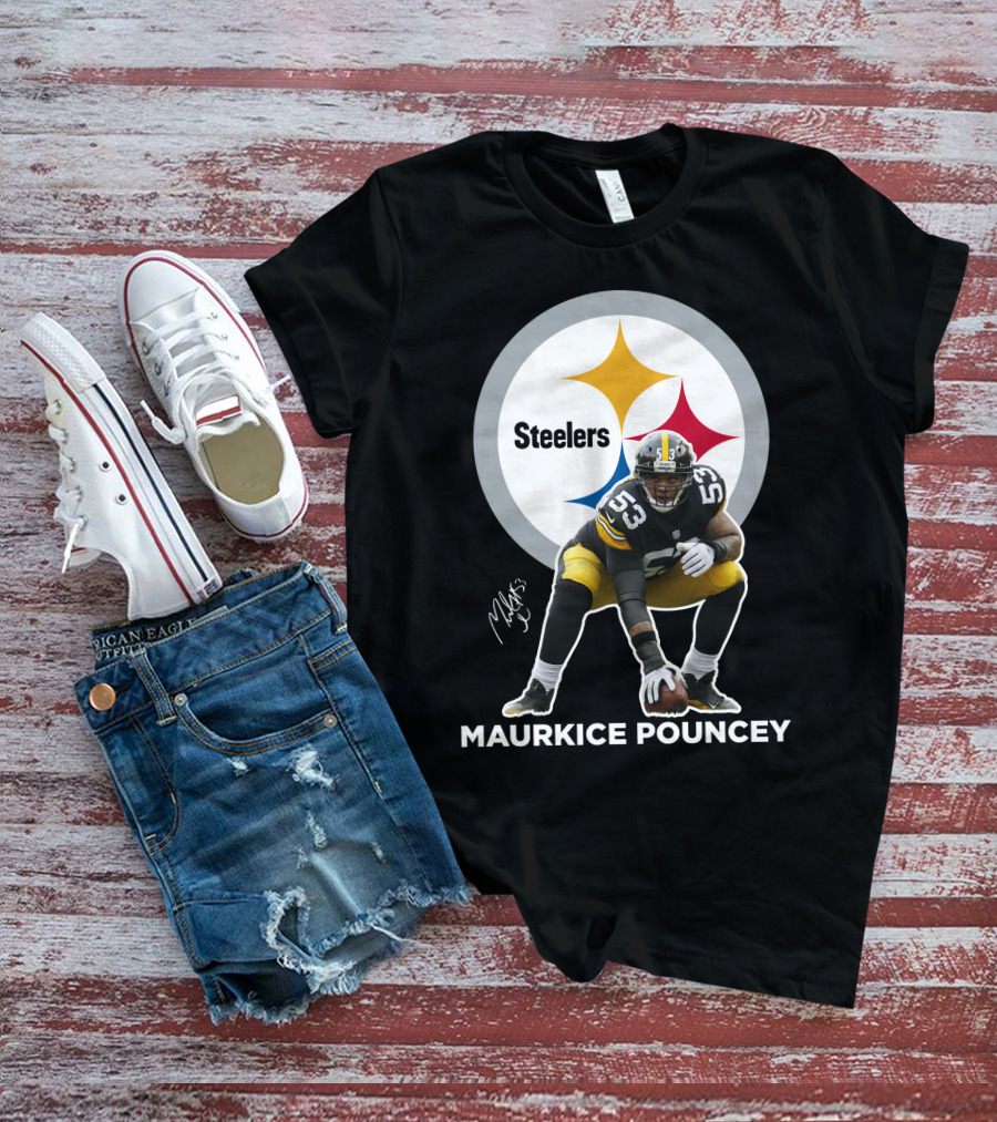 Steelers Maurkice Pouncey Number 53 Football Player Signature Steelers T-Shirt