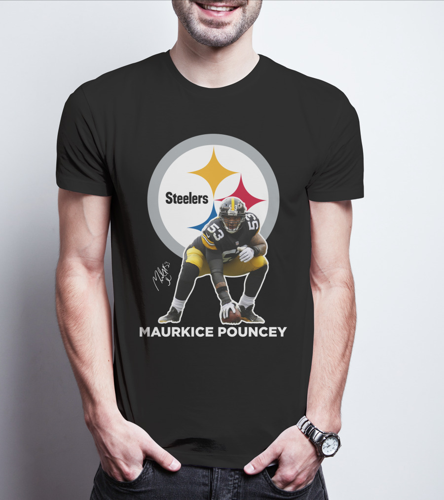 Steelers Maurkice Pouncey Number 53 Football Player Signature Steelers T-Shirt