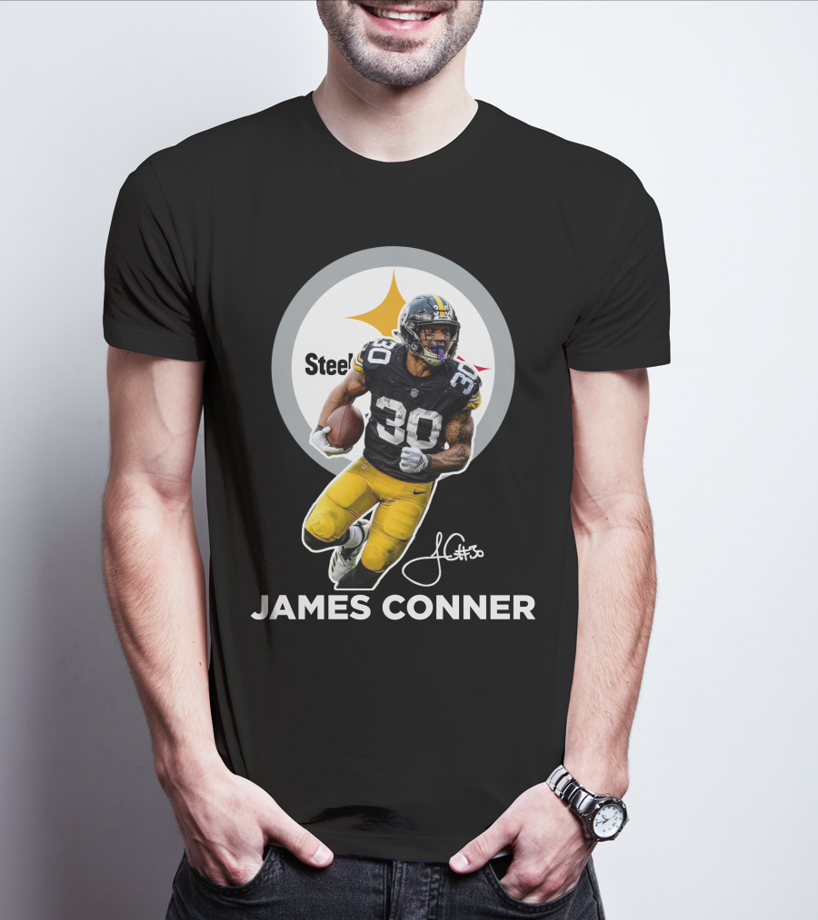 Steelers James Conner #30 Football Player Signature T-Shirt