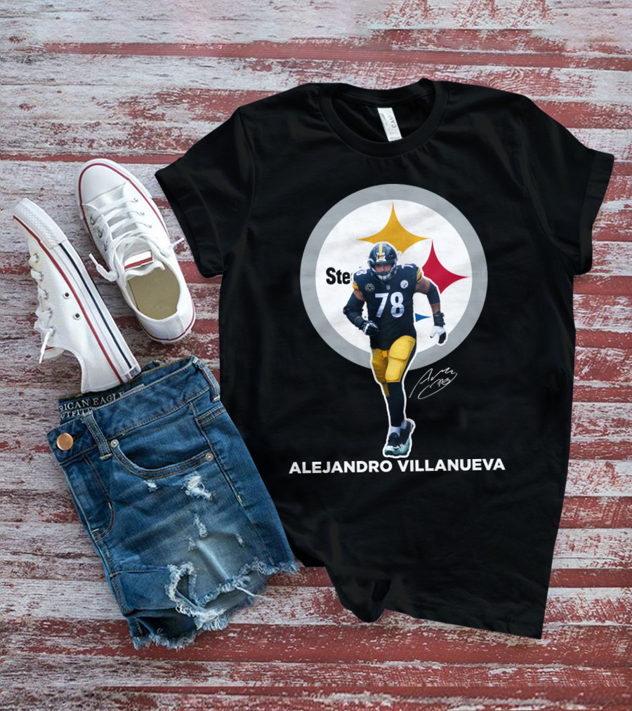 Steelers Alejandro Villanueva 78 Player Signature T-Shirt
