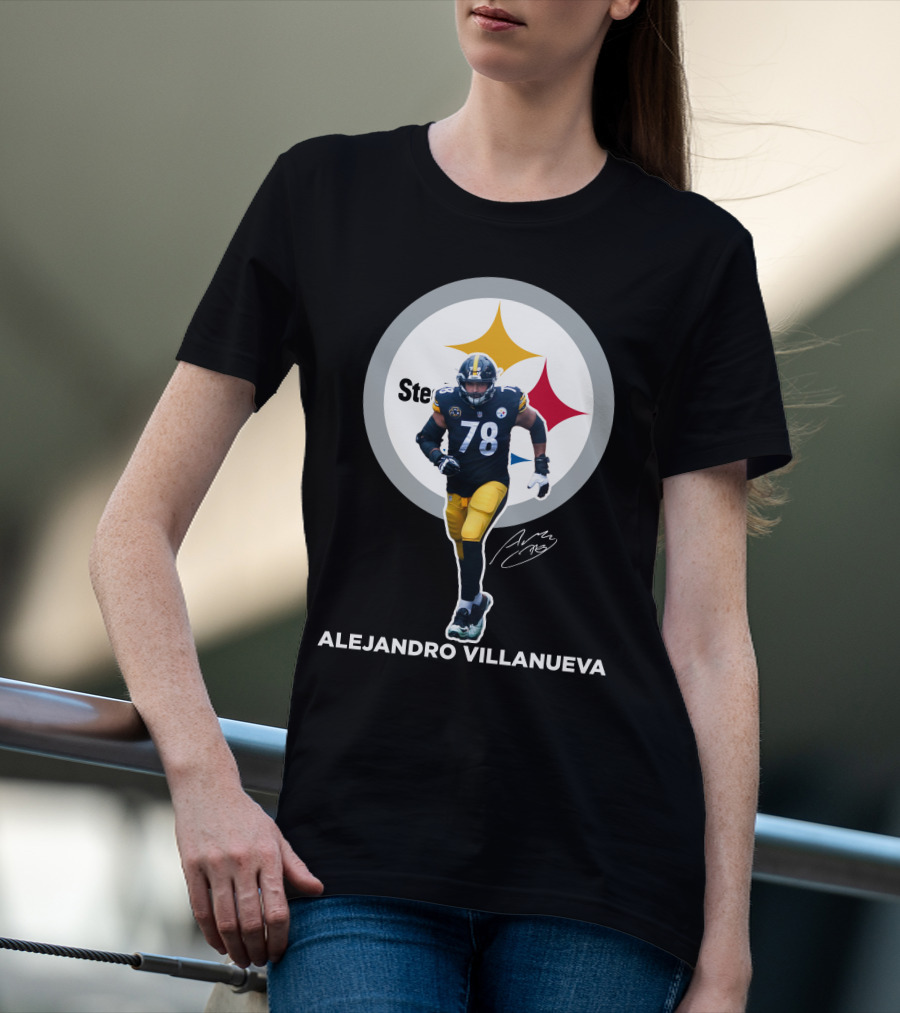 Steelers Alejandro Villanueva 78 Player Signature T-Shirt