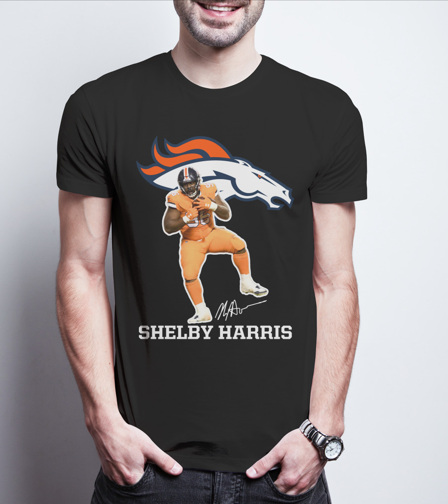 Shelby Harris Denver Broncos Official Signature Football Player Merchandise T-Shirt