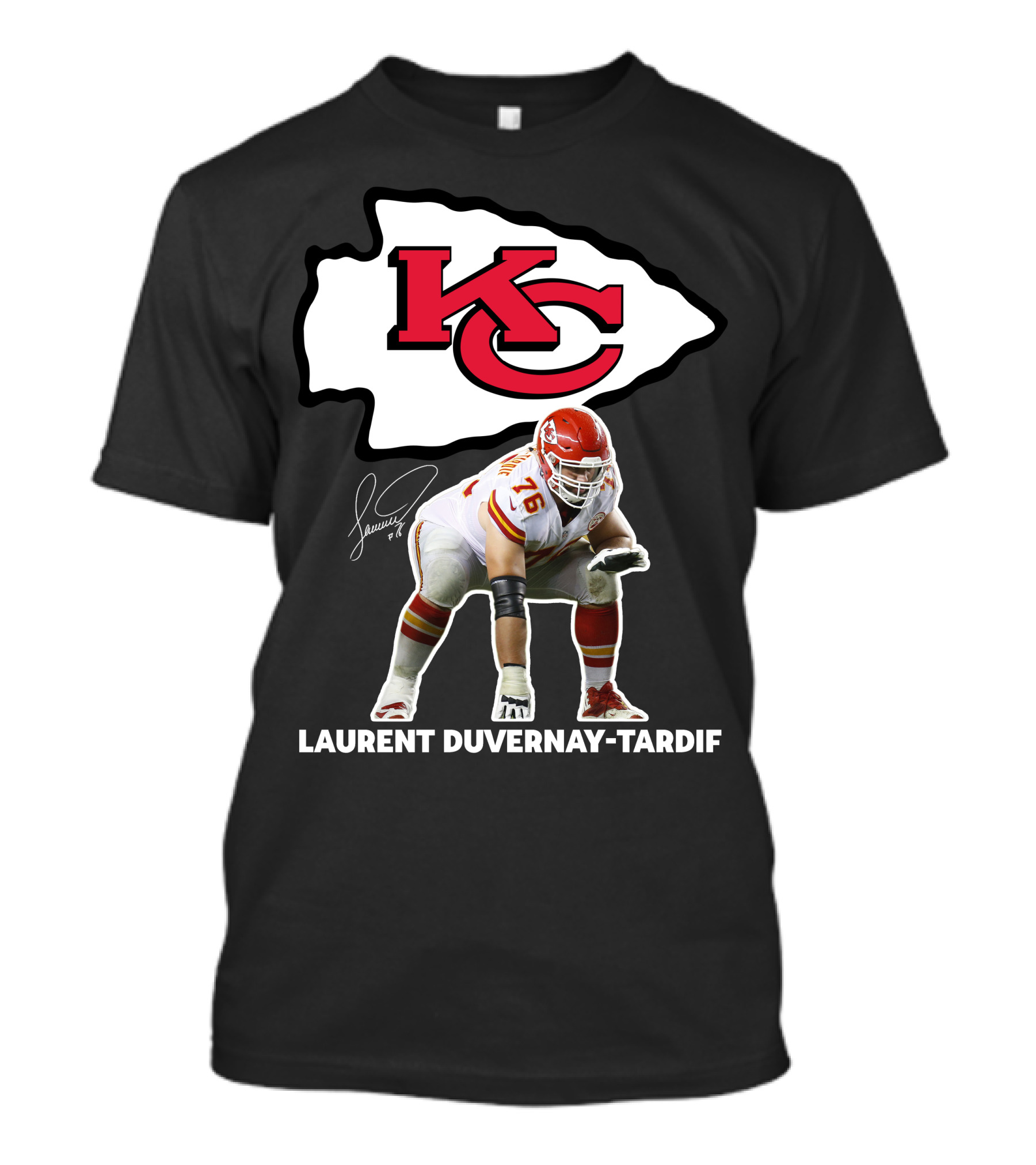 LAURENT DUVERNAY-TARDIF KC Football Player Signature Chiefs T-Shirt