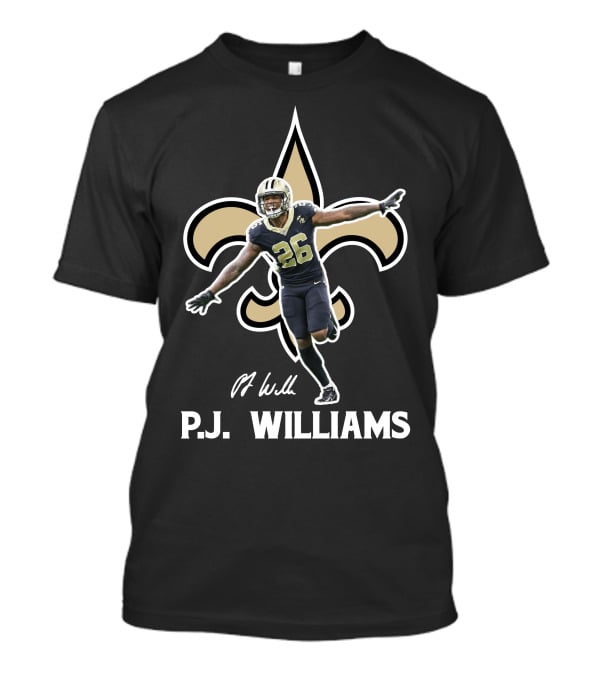 P.J. Williams New Orleans Football 26 Fleur-de-Lis Background T-Shirt