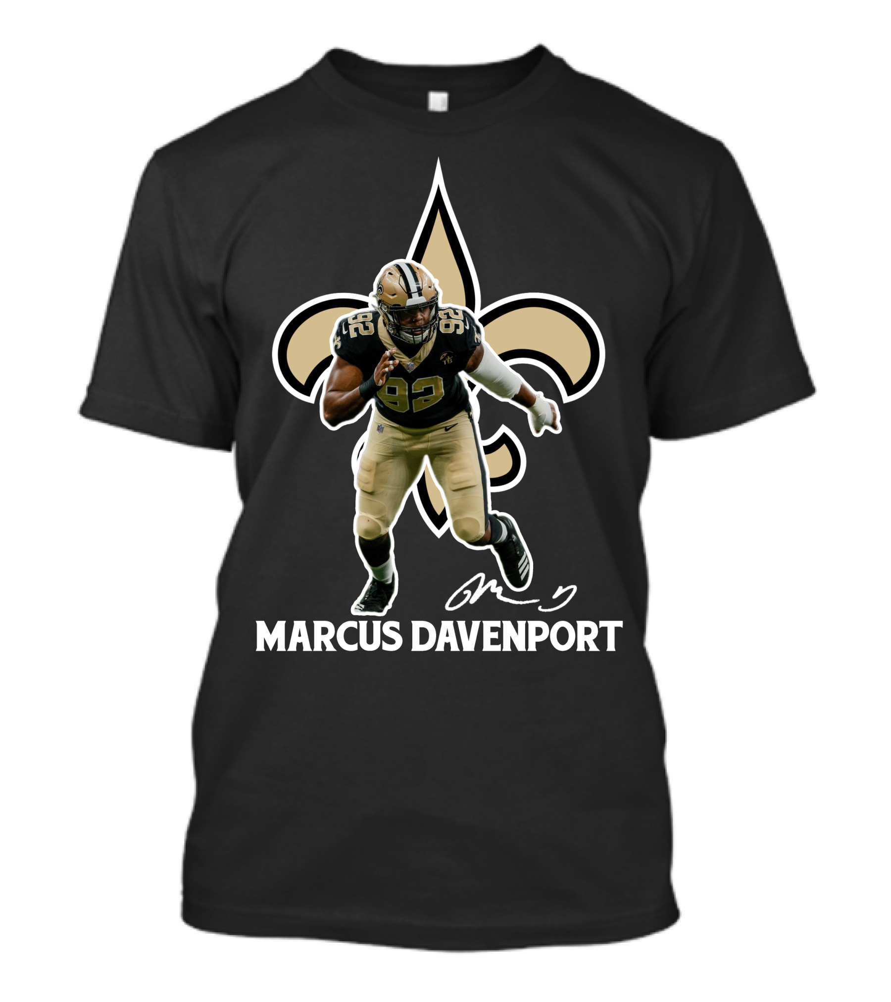 Marcus Davenport New Orleans Football Fleur-de-Lis 92 T-Shirt