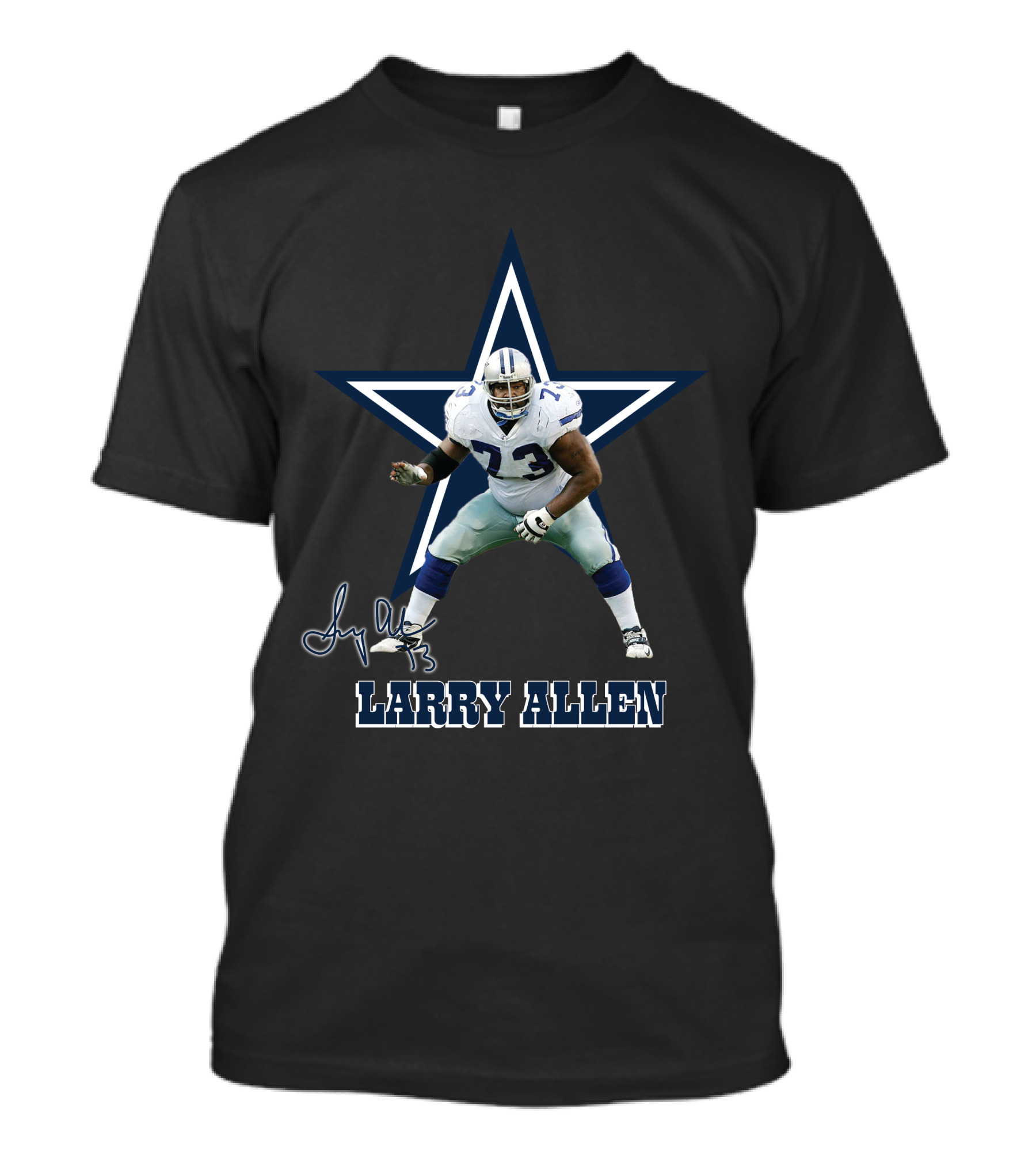 Dallas Cowboys Legend 08 Larry Allen Star Signature T-Shirt
