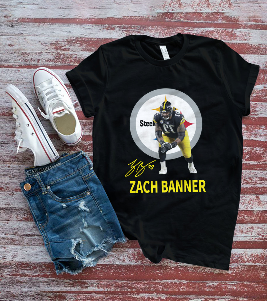 Steelers Zach Banner 72 Signature Pittsburgh Football T-Shirt