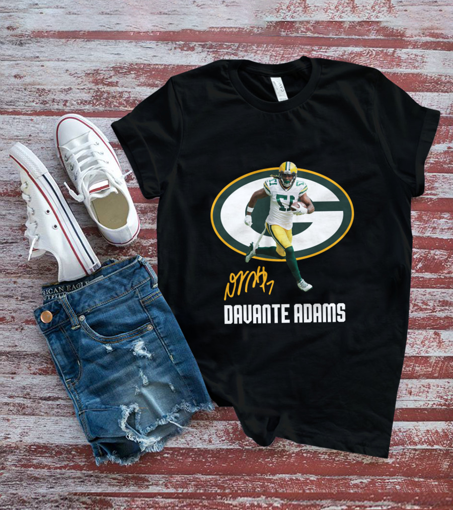 Davante Adams Green Bay Packers G Logo With Signature T-Shirt