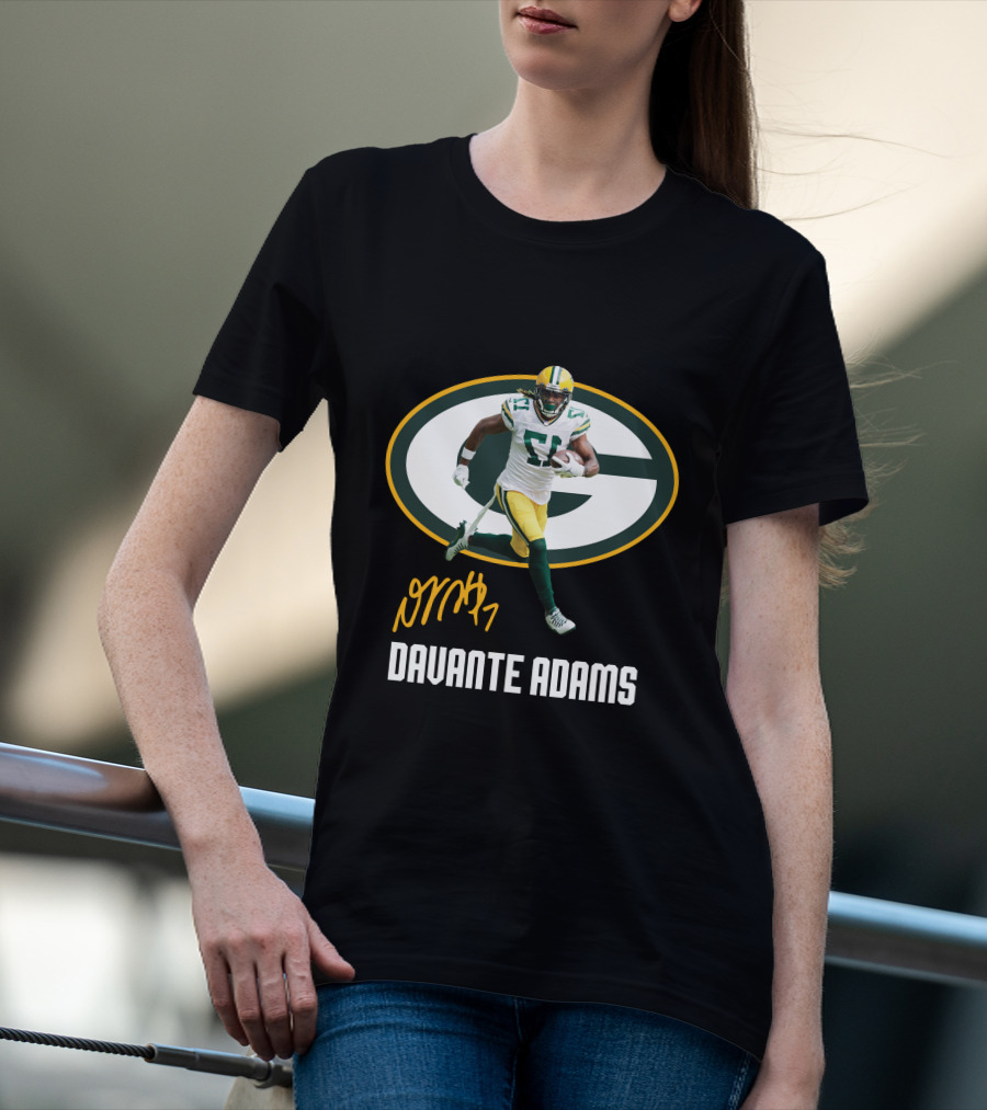 Davante Adams Green Bay Packers G Logo With Signature T-Shirt