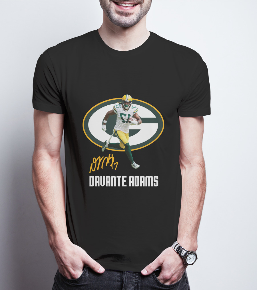 Davante Adams Green Bay Packers G Logo With Signature T-Shirt