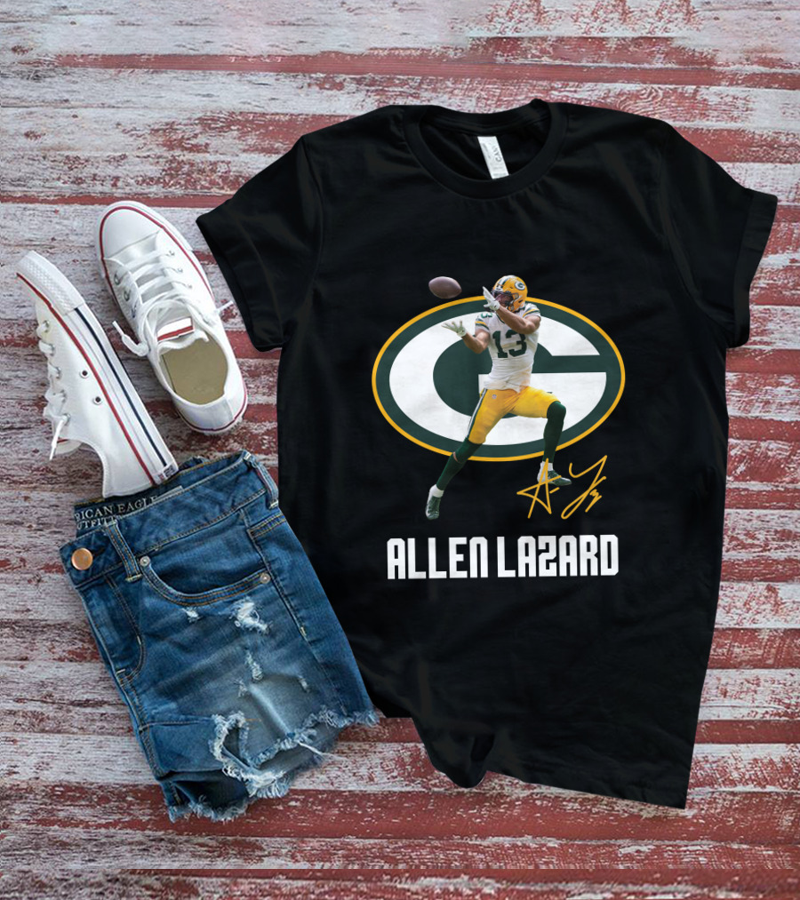 Green Bay Packers Allen Lazard 13 Oval Logo Football Catch T-Shirt