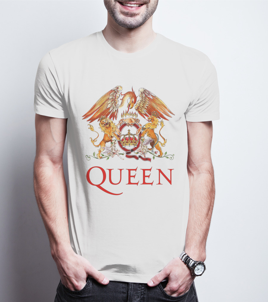 Queen Band Crest Logo With Lions And Phoenix T-Shirt