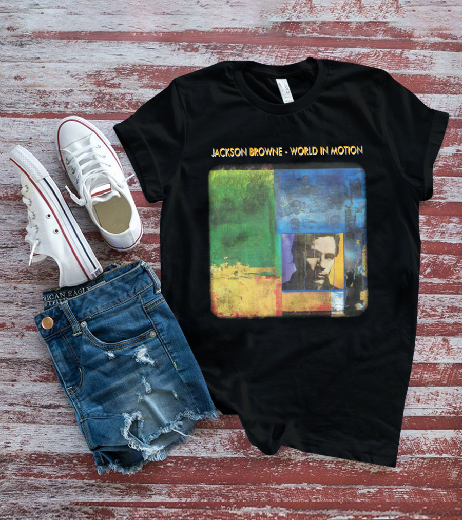 Jackson Browne World In Motion Album Cover Collage T-Shirt