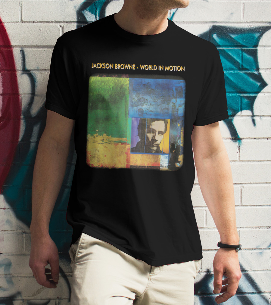 Jackson Browne World In Motion Album Cover Collage T-Shirt