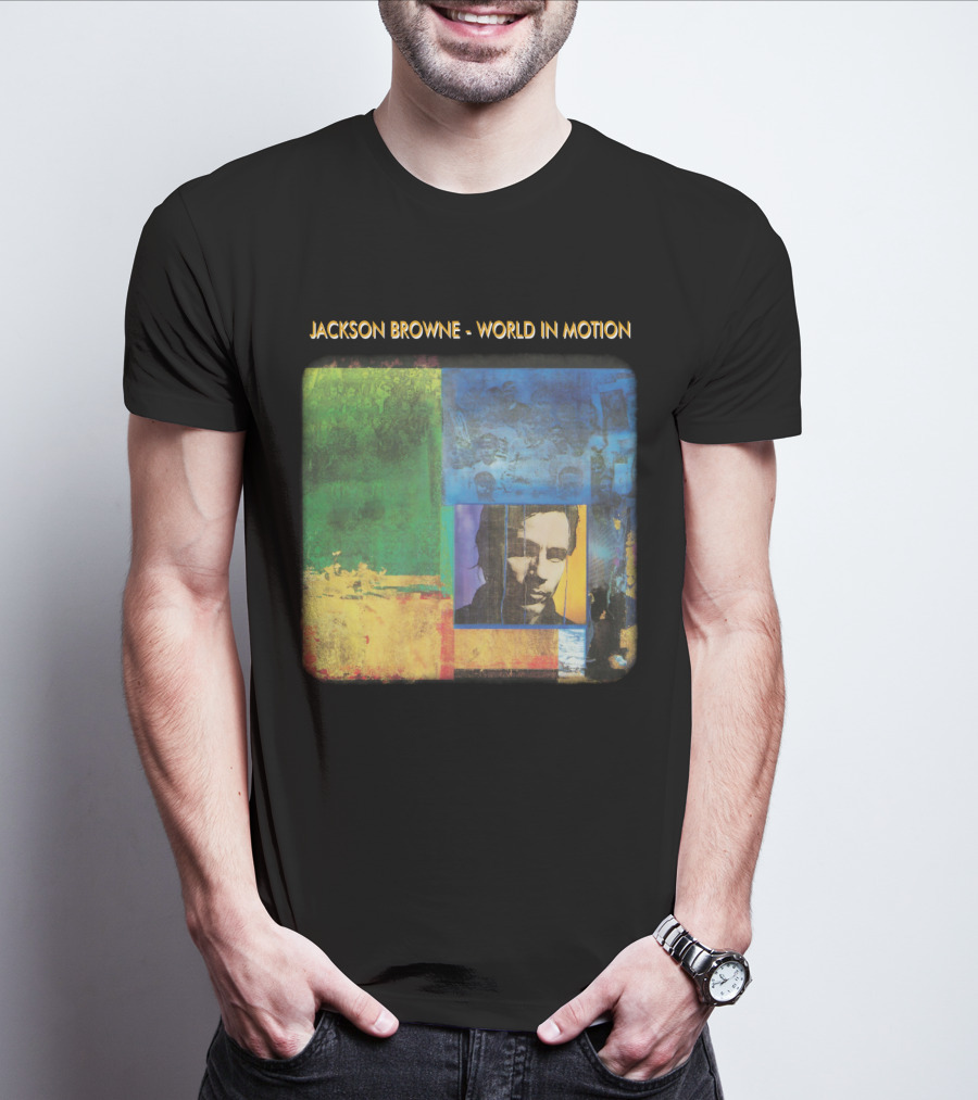 Jackson Browne World In Motion Album Cover Collage T-Shirt