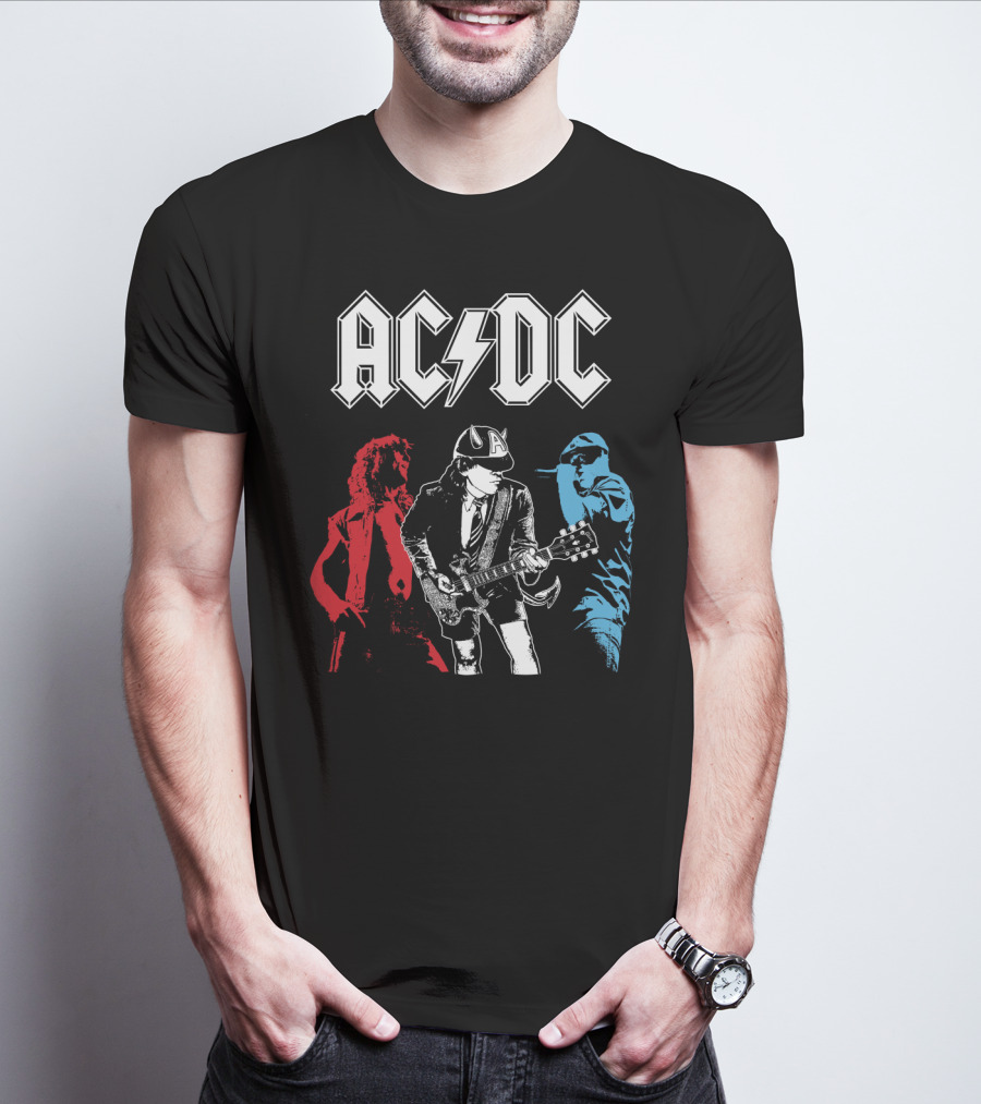 Acdc Angus Young Guitarist Silhouettes Rock Performance T-Shirt