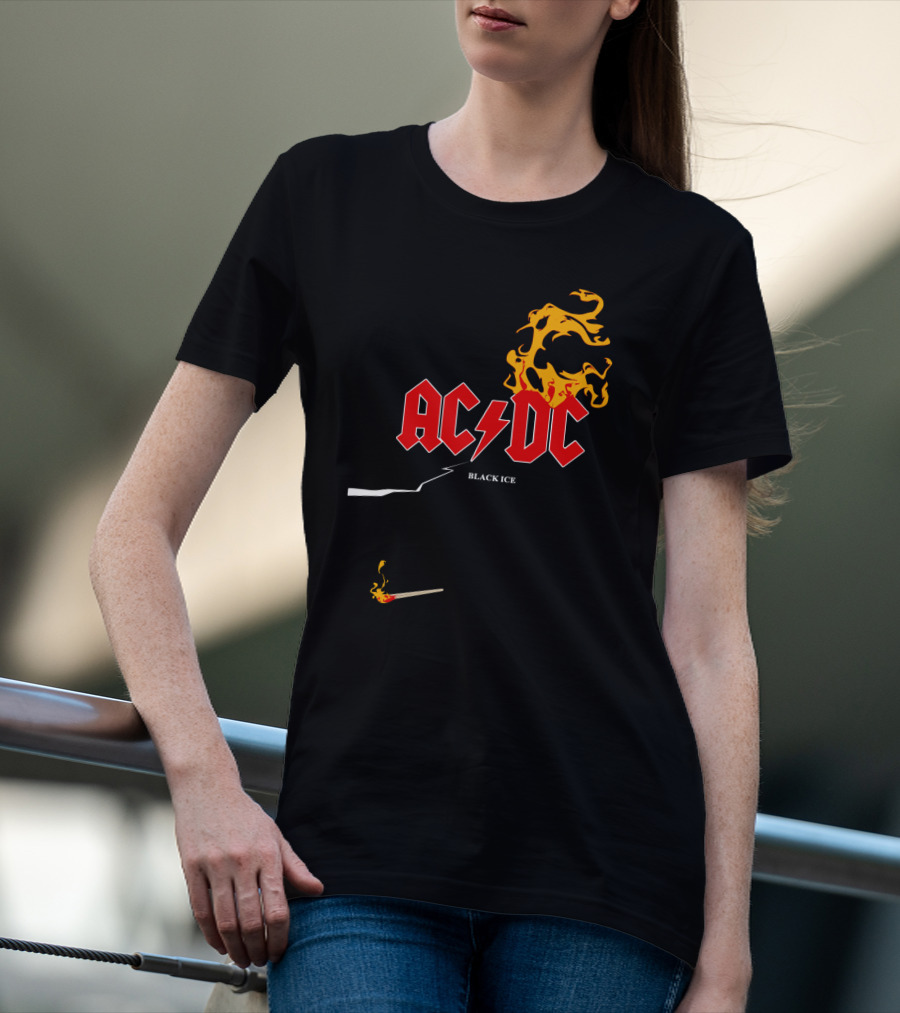 Acdc Black Ice Flame With Matchstick T-Shirt
